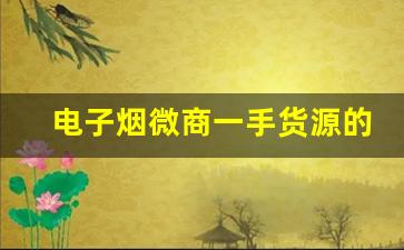 电子烟微商一手货源的进货渠道有哪些？